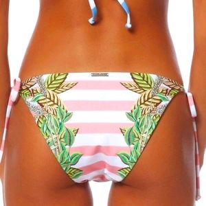 MARA HOFFMAN XS Pink Stripe Side Tie Bikini Bottom